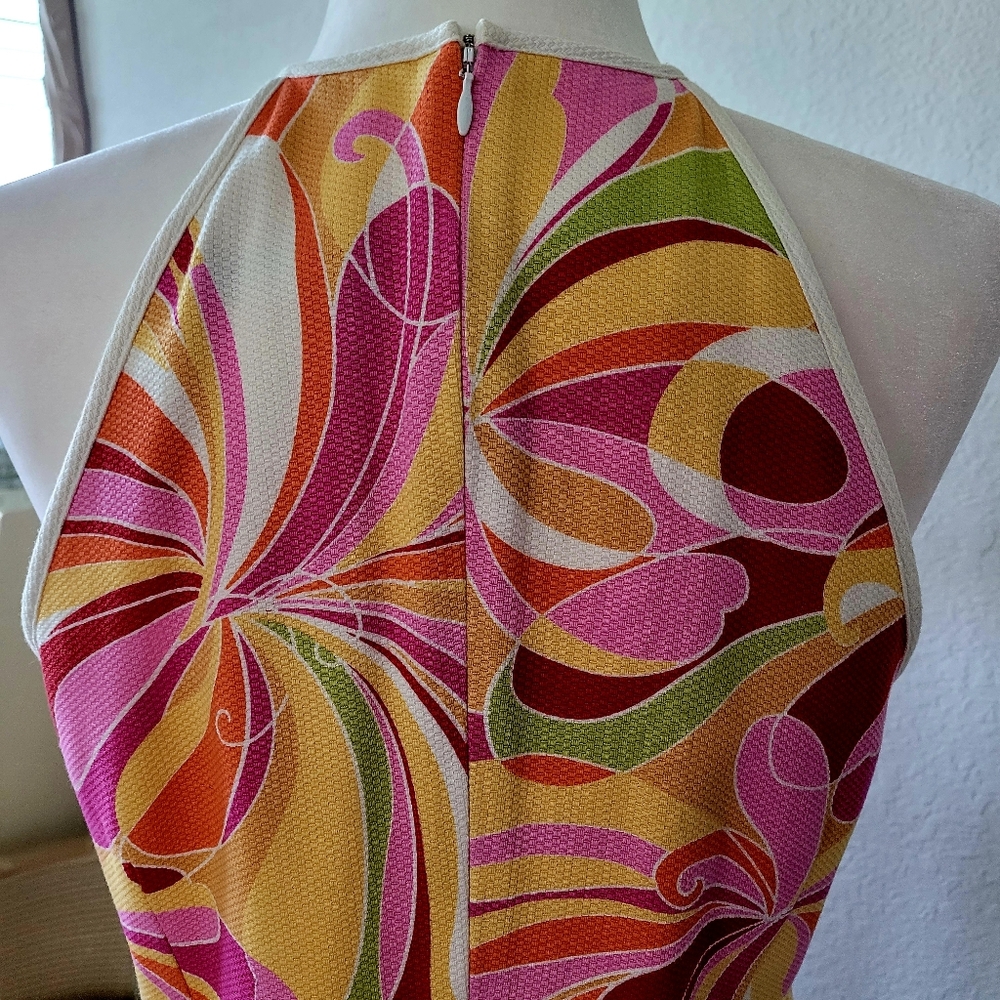 EUC Laundry by Shelli Segal Bright Multicolored Sleeveless Halter Dress Sz 12 - Picture 3 of 10
